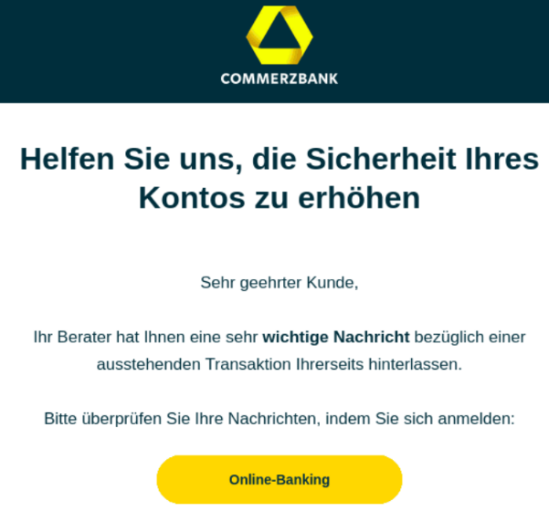 Beispiel Commerzbank Phishing
